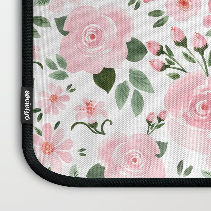 Blush Pink Floral Blooms Laptop Sleeve Gallery Image 3