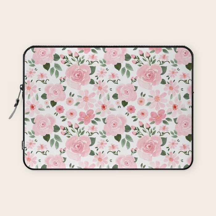 Blush Pink Floral Blooms Laptop Sleeve Gallery Image 1