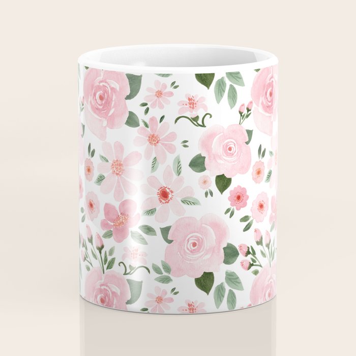 Blush Pink Floral Blooms Coffee Mug Gallery Image 4