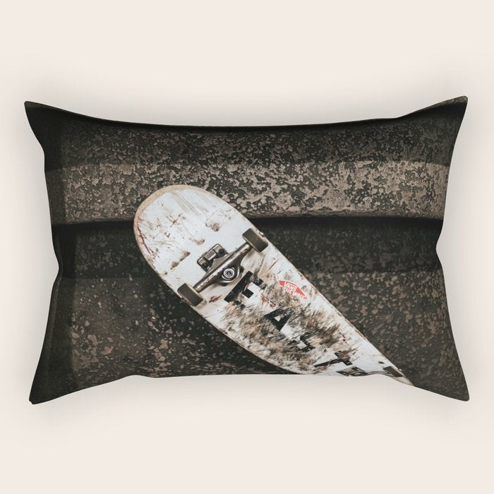Grungy Skateboard (Color) Rectangular Pillow Gallery Image 2
