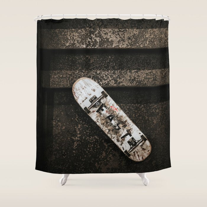 Grungy Skateboard (Color) Shower Curtain Gallery Image 1
