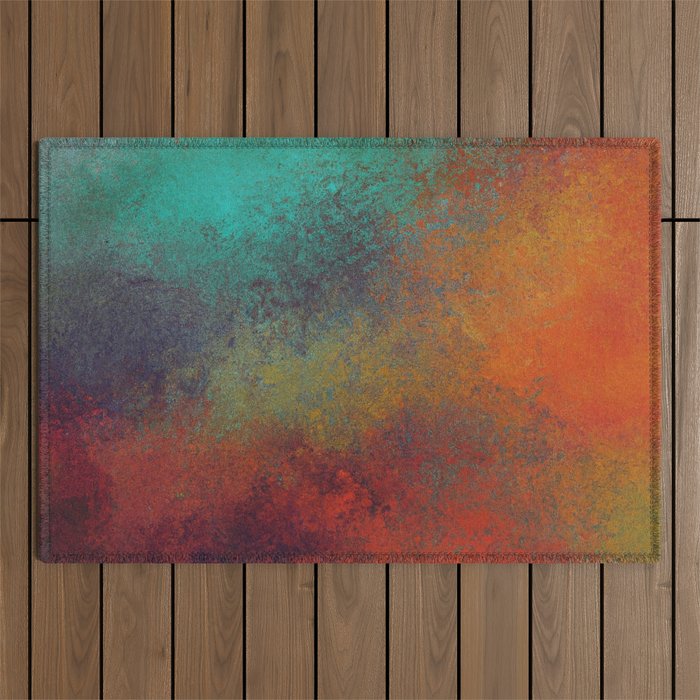 Colorful Rust Aesthetic Grunge Art Outdoor Rug Gallery Image 1