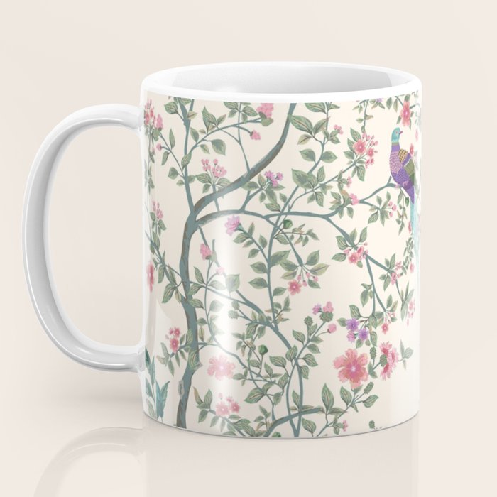 Chinoiserie Lemon Fresco Floral Garden Birds Oriental Botanical Coffee Mug Gallery Image 3