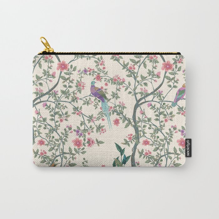 Chinoiserie Lemon Fresco Floral Garden Birds Oriental Botanical Carry All Pouch Gallery Image 1