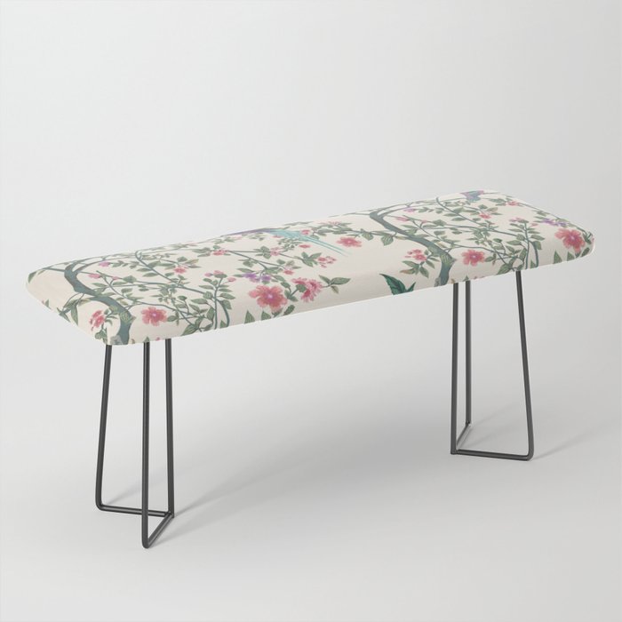 Chinoiserie Lemon Fresco Floral Garden Birds Oriental Botanical Bench Gallery Image 1
