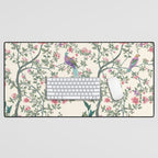 Chinoiserie Lemon Fresco Floral Garden Birds Oriental Botanical Desk Mat Gallery Image 1