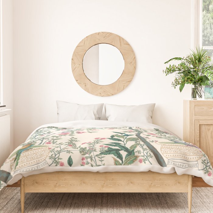 Chinoiserie Lemon Fresco Floral Garden Birds Oriental Botanical Duvet Cover Gallery Image 3