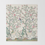 Chinoiserie Lemon Fresco Floral Garden Birds Oriental Botanical Throw Blanket Gallery Image 2