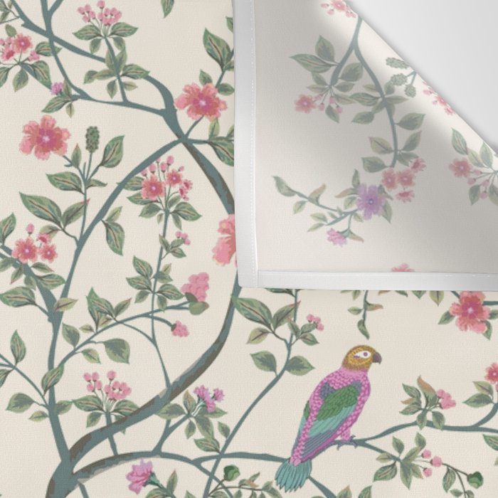 Chinoiserie Lemon Fresco Floral Garden Birds Oriental Botanical Wall Tapestry Gallery Image 3