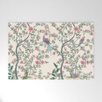 Chinoiserie Lemon Fresco Floral Garden Birds Oriental Botanical Welcome Mat Gallery Image 1
