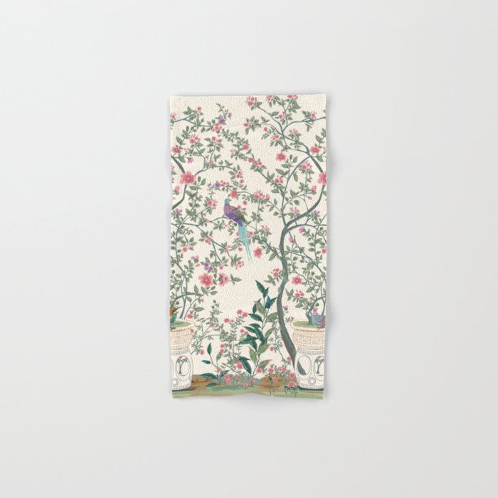 Chinoiserie Lemon Fresco Floral Garden Birds Oriental Botanical Bath Towel Gallery Image 1