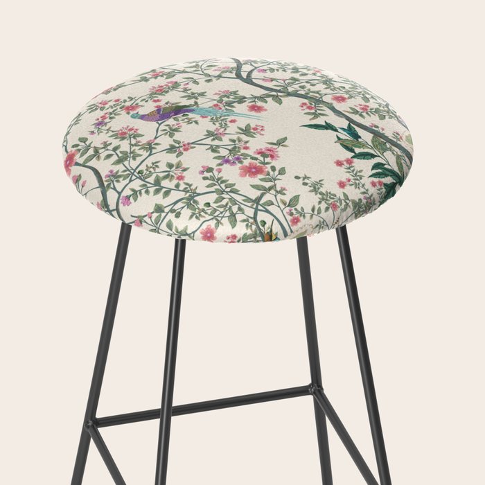 Chinoiserie Lemon Fresco Floral Garden Birds Oriental Botanical Stool Gallery Image 2