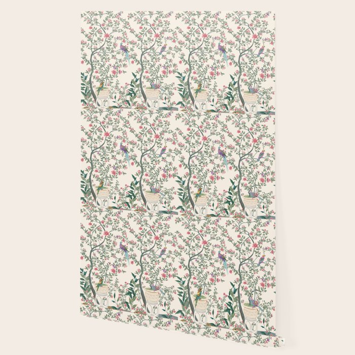 Chinoiserie Lemon Fresco Floral Garden Birds Oriental Botanical Wallpaper Gallery Image 2