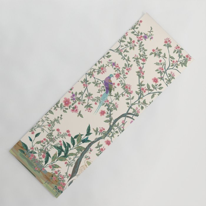 Chinoiserie Lemon Fresco Floral Garden Birds Oriental Botanical Yoga Mat Gallery Image 1