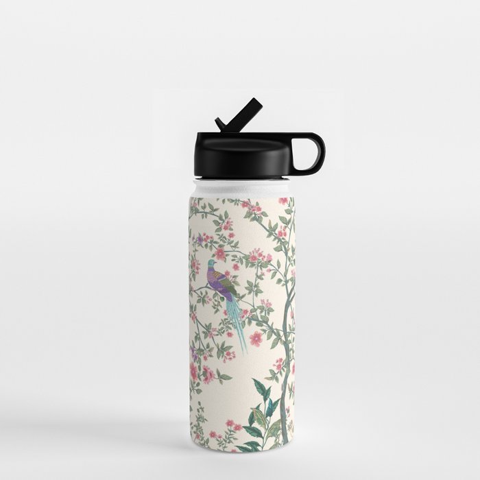 Chinoiserie Lemon Fresco Floral Garden Birds Oriental Botanical Water Bottle Gallery Image 1