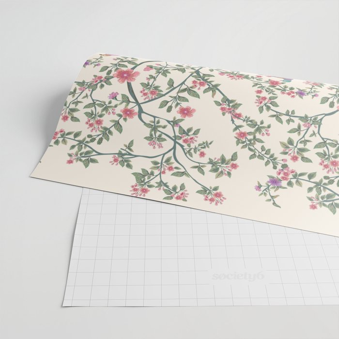 Chinoiserie Lemon Fresco Floral Garden Birds Oriental Botanical Wrapping Paper Gallery Image 2