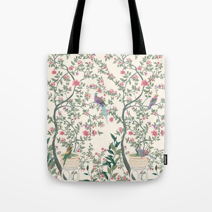Chinoiserie Lemon Fresco Floral Garden Birds Oriental Botanical Tote Bag Gallery Image 1