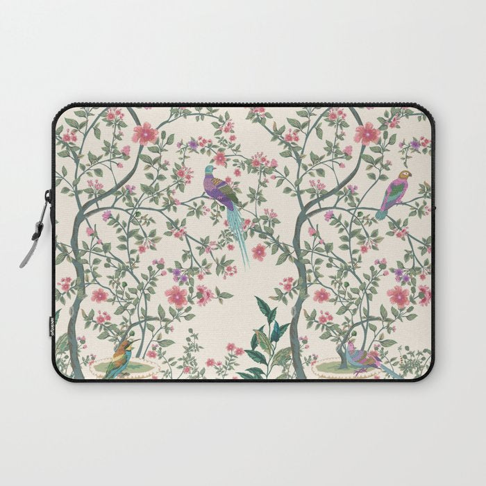 Chinoiserie Lemon Fresco Floral Garden Birds Oriental Botanical Laptop Sleeve Gallery Image 1
