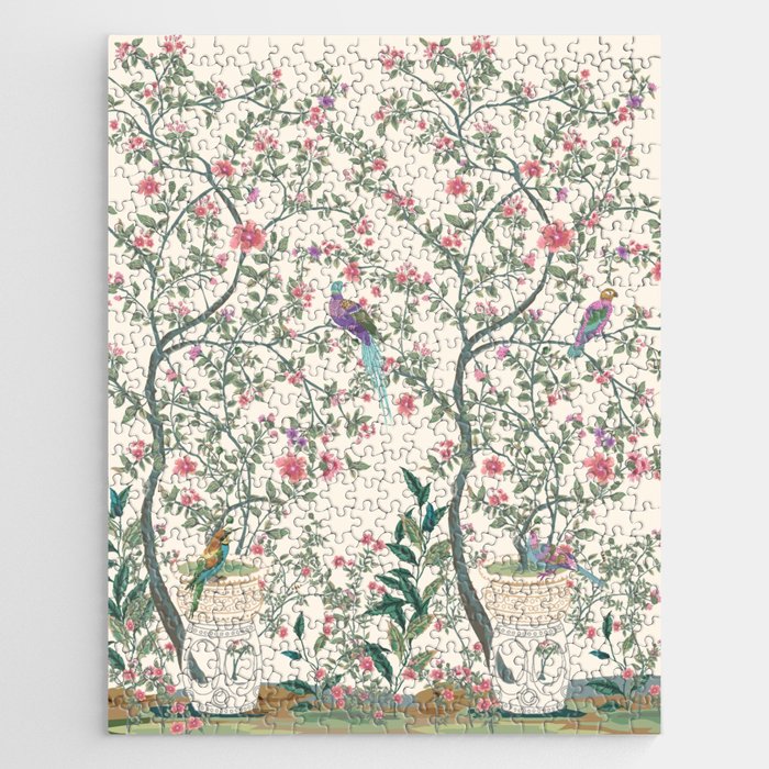 Chinoiserie Lemon Fresco Floral Garden Birds Oriental Botanical Jigsaw Puzzle Gallery Image 1