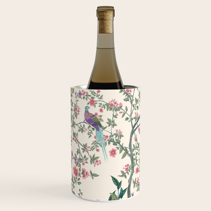 Chinoiserie Lemon Fresco Floral Garden Birds Oriental Botanical Wine Chiller Gallery Image 1