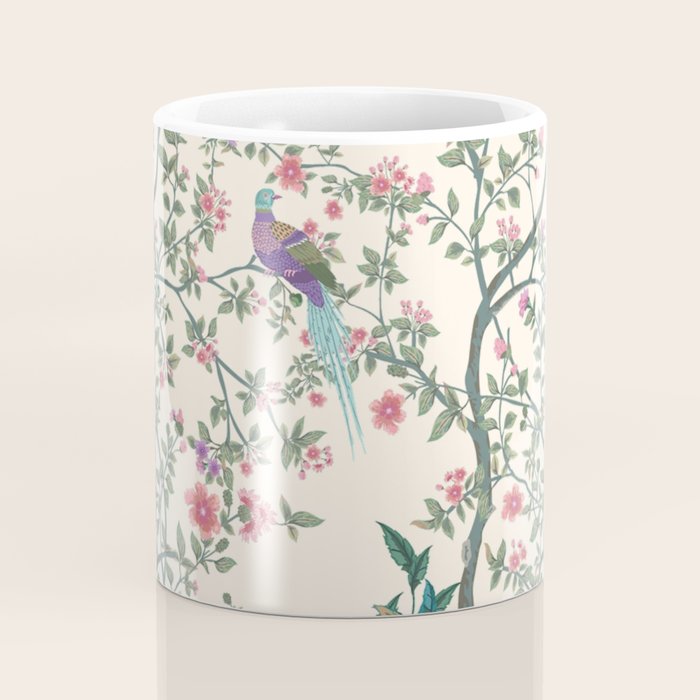 Chinoiserie Lemon Fresco Floral Garden Birds Oriental Botanical Coffee Mug Gallery Image 4