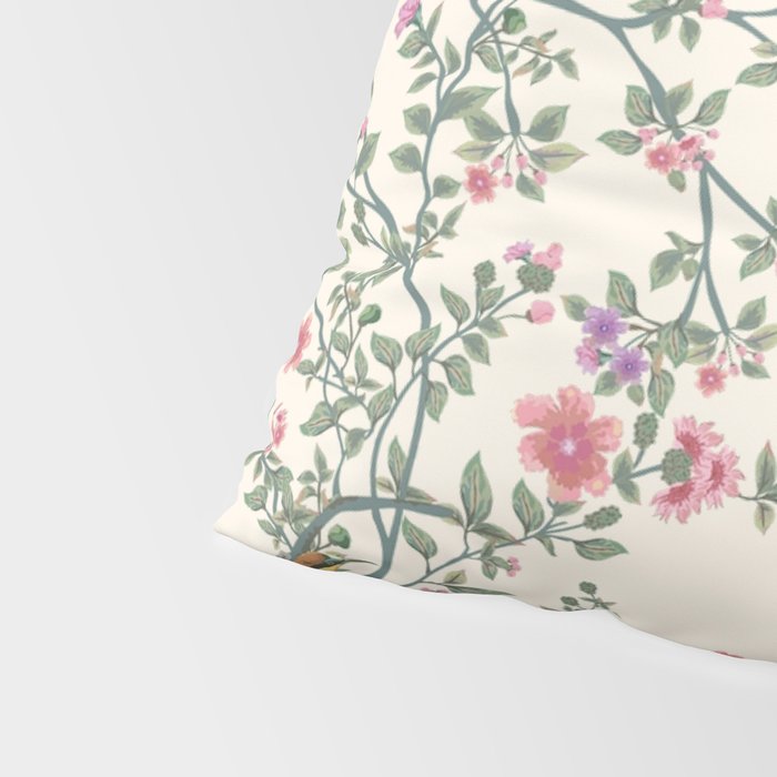 Chinoiserie Lemon Fresco Floral Garden Birds Oriental Botanical Pillow Sham Gallery Image 4