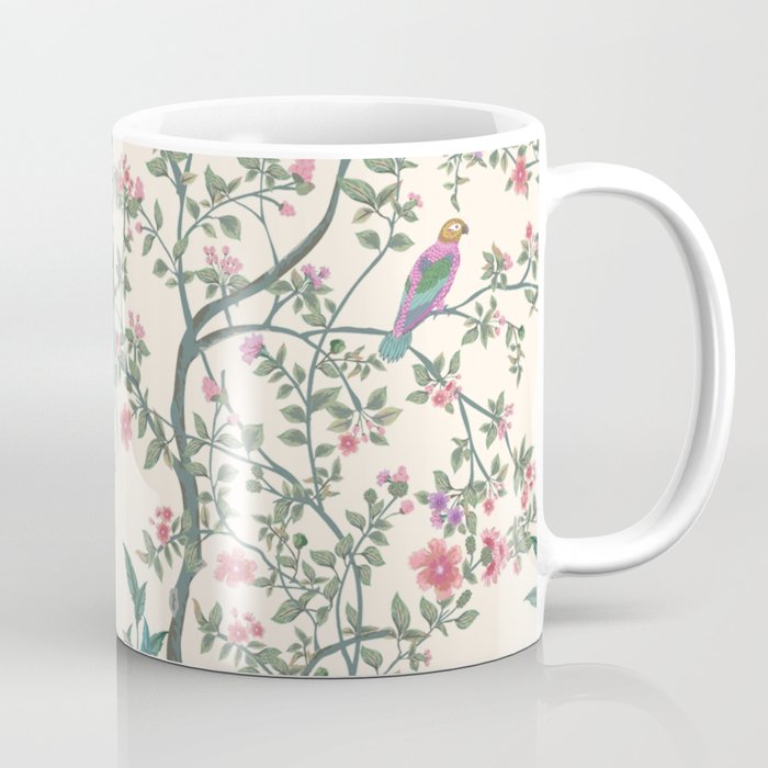 Chinoiserie Lemon Fresco Floral Garden Birds Oriental Botanical Coffee Mug Gallery Image 1