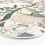 Chinoiserie Lemon Fresco Floral Garden Birds Oriental Botanical Bath Mat Gallery Image 3