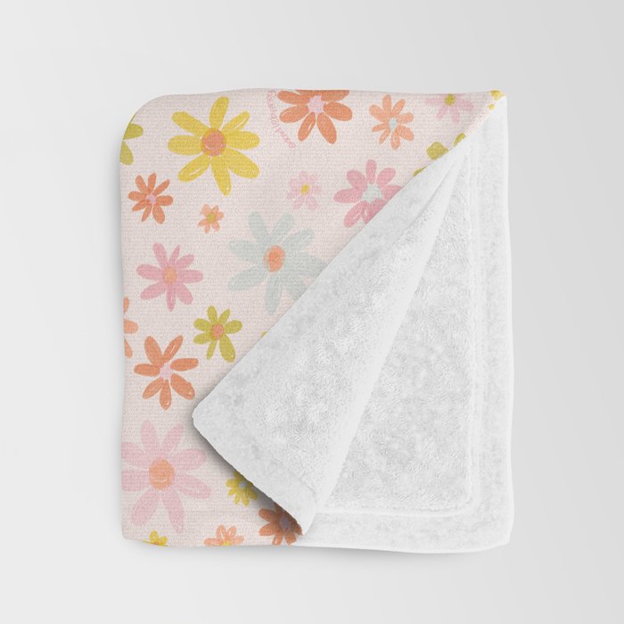 Marker Flowers Print Throw Blanket Gallery Image 3