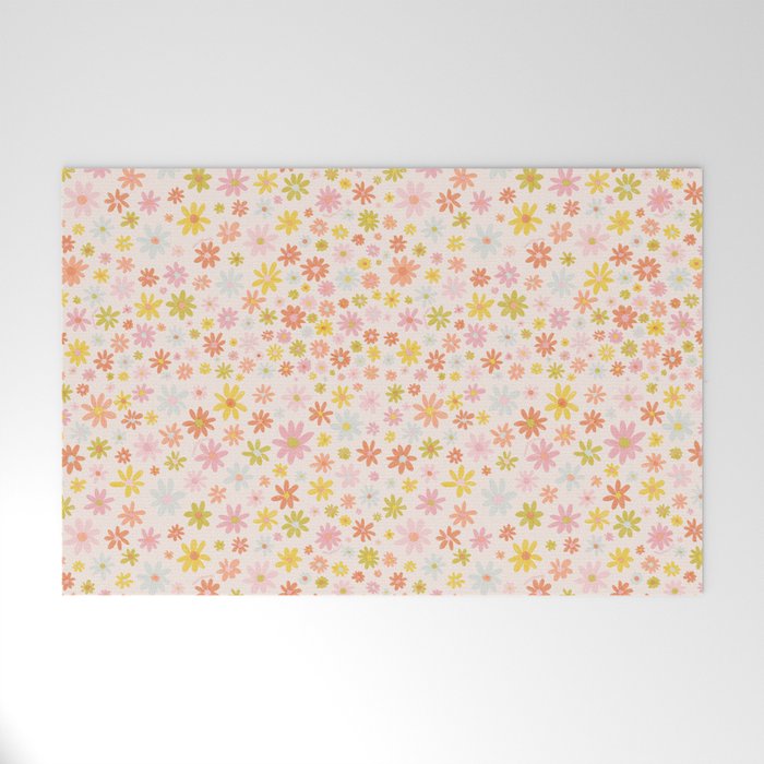 Marker Flowers Print Welcome Mat Gallery Image 1
