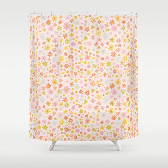 Marker Flowers Print Shower Curtain Gallery Image 1