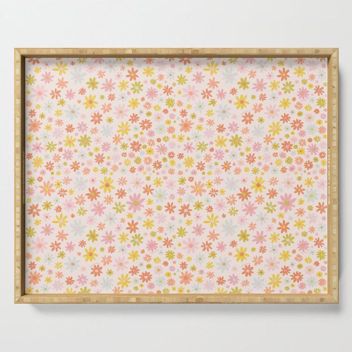 Marker Flowers Print Serving Tray Gallery Image 1