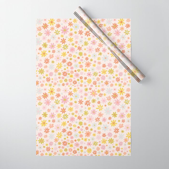 Marker Flowers Print Wrapping Paper Gallery Image 1