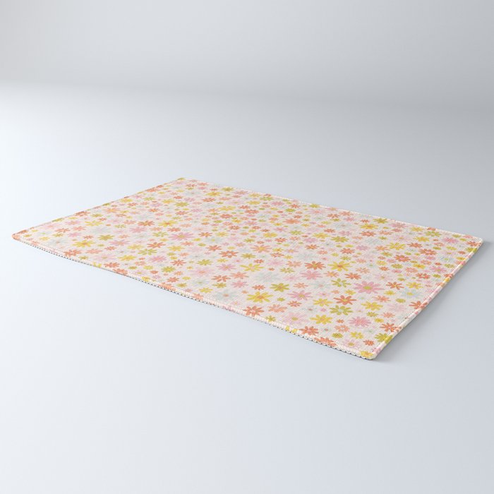 Marker Flowers Print Rug Gallery Image 3