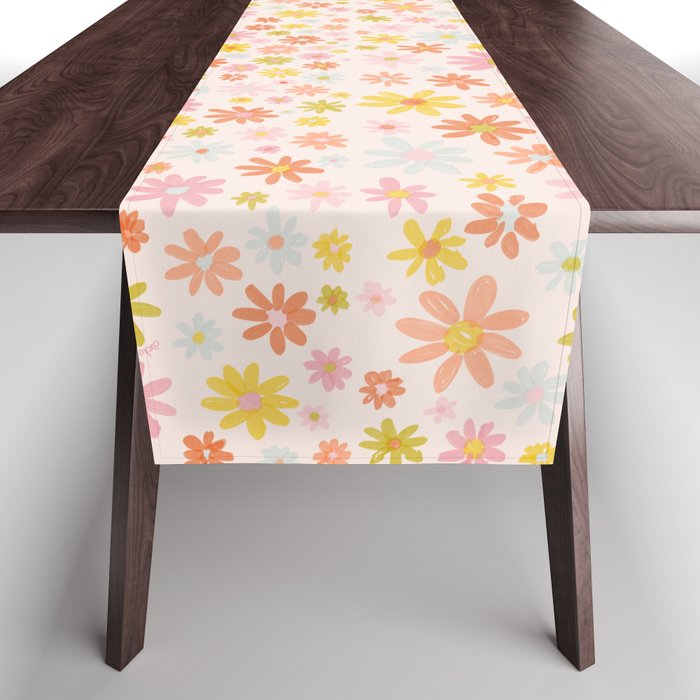 Marker Flowers Print Table Runner Gallery Image 1