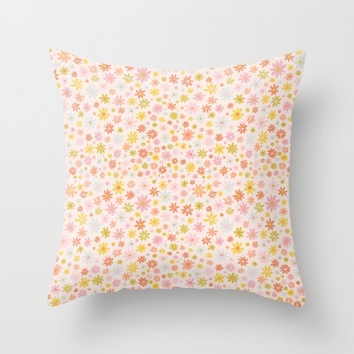 Marker Flowers Print Throw Pillow Gallery Image 6