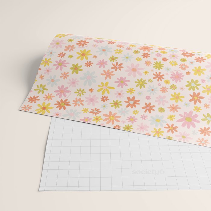 Marker Flowers Print Wrapping Paper Gallery Image 2