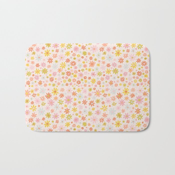 Marker Flowers Print Bath Mat Gallery Image 1
