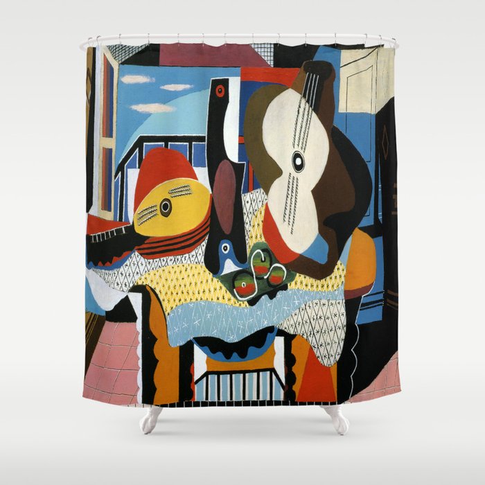 Pablo Picasso Mandolin and Guitar Shower Curtain Gallery Image 1