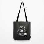 Be a Nice Human - White Type on Black Palette Tote Bag Gallery Image 2