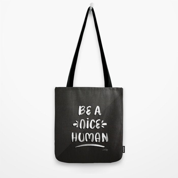 Be a Nice Human - White Type on Black Palette Tote Bag Gallery Image 2