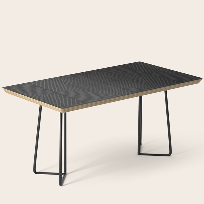 Charcoal grey line work on textured cloth - abstract geometric pattern Coffee Table Gallery Image 1