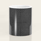 Charcoal grey line work on textured cloth - abstract geometric pattern Coffee Mug Gallery Image 4