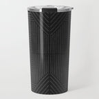 Charcoal grey line work on textured cloth - abstract geometric pattern Travel Mug Gallery Image 1