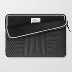 Charcoal grey line work on textured cloth - abstract geometric pattern Laptop Sleeve Gallery Image 2