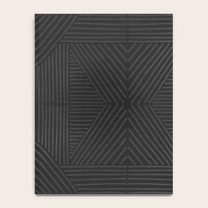 Charcoal grey line work on textured cloth - abstract geometric pattern Notebook Gallery Image 4