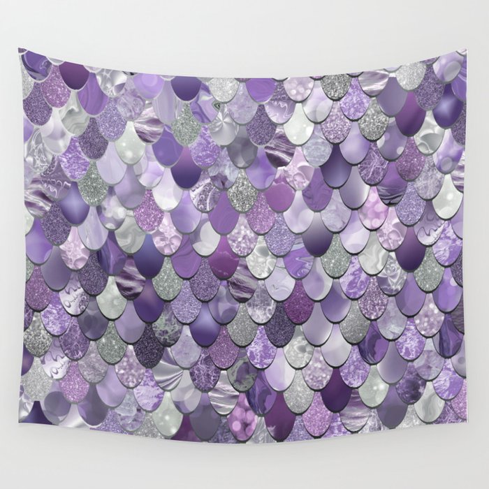 Mermaid Purple and Silver Wall Tapestry Gallery Image 4