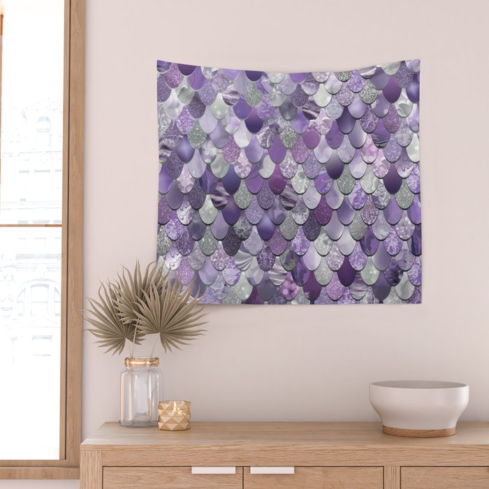 Mermaid Purple and Silver Wall Tapestry Gallery Image 2