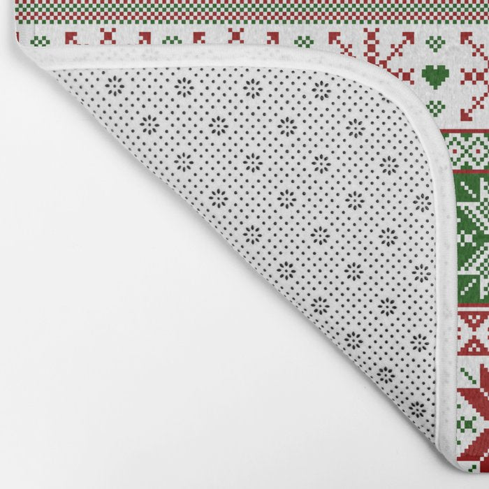 Green & Red Winter Fair Isle Bath Mat Gallery Image 2