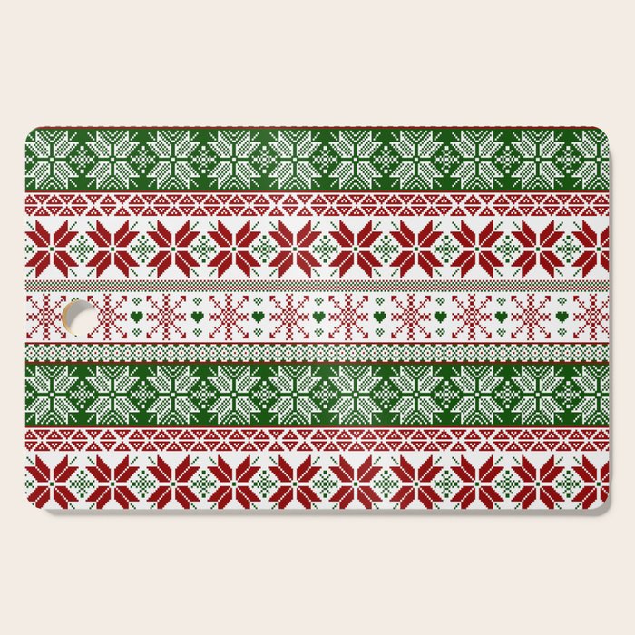 Green & Red Winter Fair Isle Cutting Board Gallery Image 1
